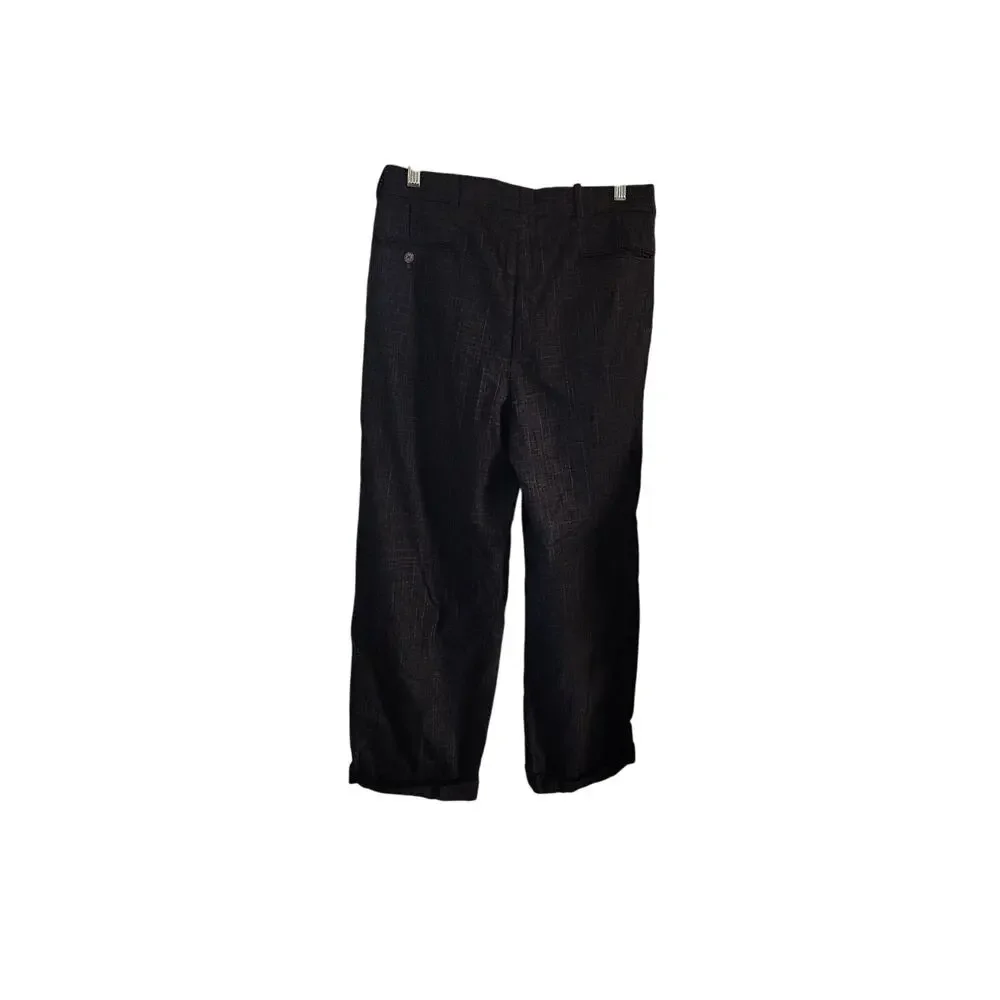 Frank Stella Mens Pure Wool Gray Cuff Hem Straight Leg Striped Plaid Pants 30